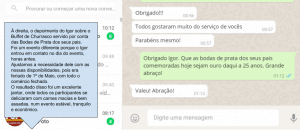 Depoimento do Igor sobre o Buffet de Churrasco contratado para as Bodas de Prata dos seu pais